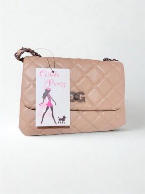 Gilda Paris Quilted Crossbody Bag in Nude Pink